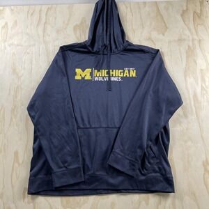 Michigan Wolverines Hoodie Sweatshirt Mens 2XL Blue NCAA Football Pullover